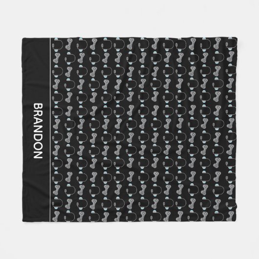 Cool Gamer Personalisiert Gaming Pattern Black Fleecedecke (Vorderseite (Horizontal))