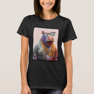 Cool Gangster Hippo Sunglasses T-Shirt