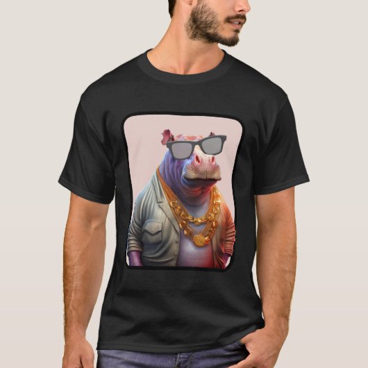 Cool Gangster Hippo Sunglasses T-Shirt (Vorderseite)