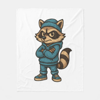Cool Gangster Raccoon - Urban Streetwear Animal Ho Fleecedecke