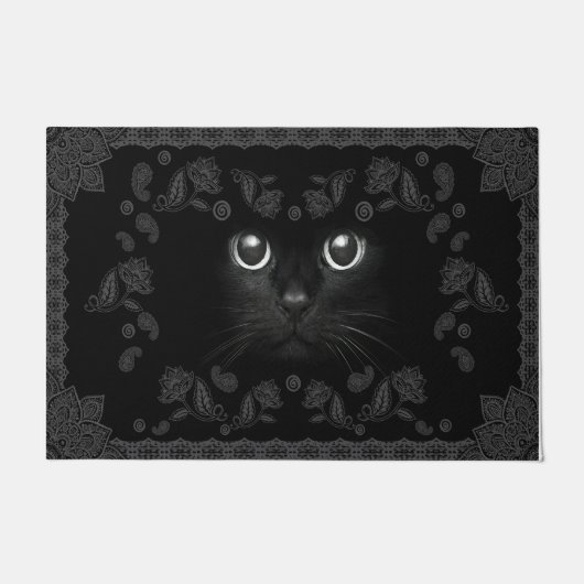 Cool, ganz schwarze Katze Doormat, Kitten Fußmatte (Vorderseite)