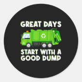 Cool Garbage Truck Good Dump Truck Men Kids Boys T Runder Aufkleber (Vorderseite)