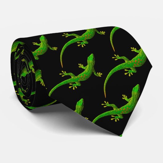 Cool Gecko Lizard Mens Nattern Pattern Krawatte (Gerollt)