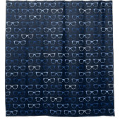 Cool Geeky Navy Blue Hipster Glasses Pattern Duschvorhang (Vorderseite)