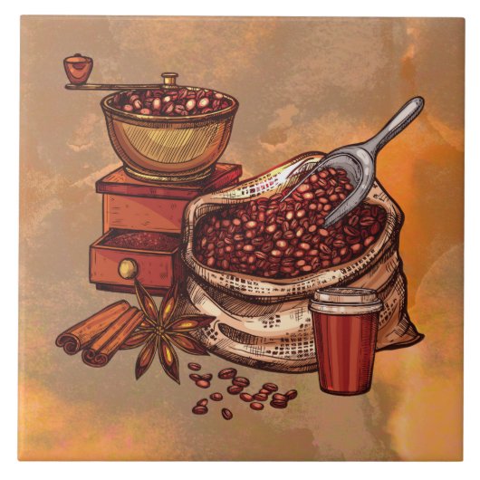 cool gefärbte Kaffeedekor Fliese (Vorderseite)