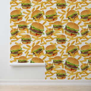 Cool geflieste Burger Pommes frites Futter Tapete