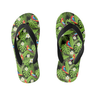 Cool geflieste Papageienmuster Tropisch Kinderbadesandalen