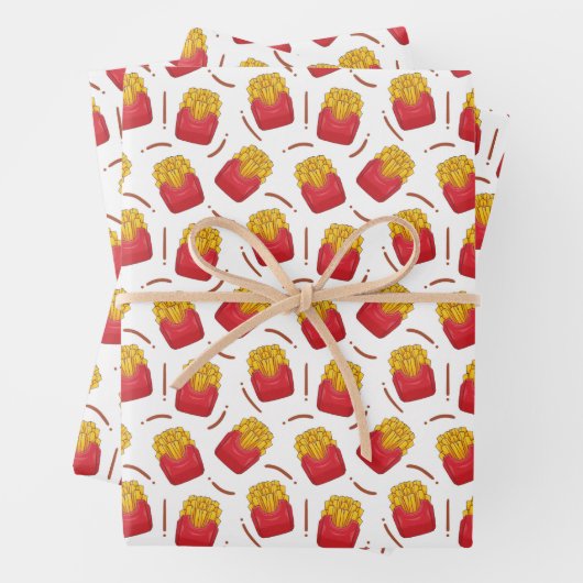 cool gefliester französischer Fastfood Geschenkpapier Set (Beispiel)