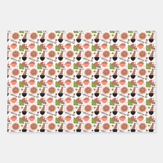 cool gefliestes chinesisches Party Geschenkpapier Set (Vorderseite)