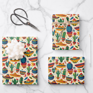Cool gefliestes mexikanisches Fiesta-Party Geschenkpapier Set