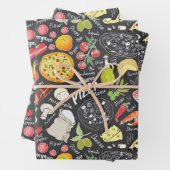 cool gefliestes Pizza-Party Geschenkpapier Set (Beispiel)