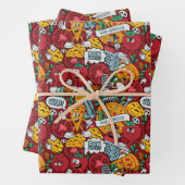 cool gefliestes Pizza-Party Geschenkpapier Set (Beispiel)