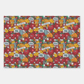 cool gefliestes Pizza-Party Geschenkpapier Set (Vorderseite)