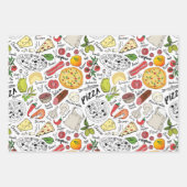 cool gefliestes Pizza-Party Geschenkpapier Set (Vorderseite 3)
