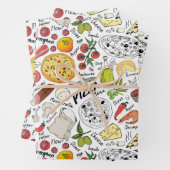 cool gefliestes Pizza-Party Geschenkpapier Set (Beispiel)