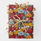 cool gefliestes Pizzas-Party Geschenkpapier Set (Beispiel)