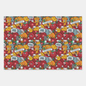 cool gefliestes Pizzas-Party Geschenkpapier Set (Vorderseite)