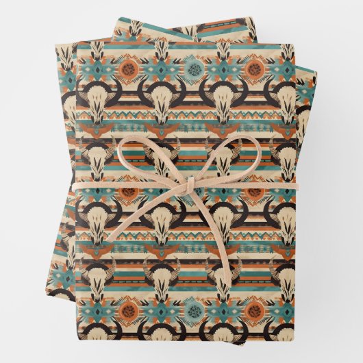 Cool gefliestes Western Party Geschenkpapier Set (Beispiel)