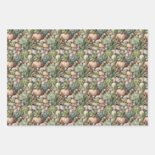 cool gekachelte Kaktus Muster Party Wrapping Geschenkpapier Set (Vorderseite 3)