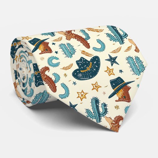 Cool gekachelter Cowboymuster Western Krawatte (Gerollt)