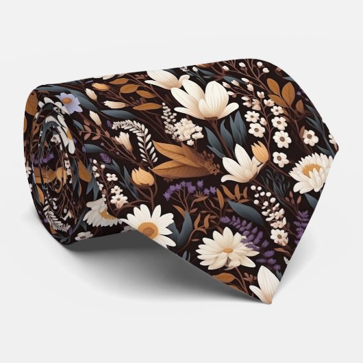 Cool gekacheltes Boho-Blume-Muster Krawatte (Gerollt)