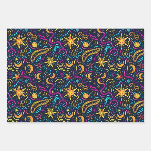 Cool gekacheltes Galaxy-Party Geschenkpapier Set (Vorderseite 2)