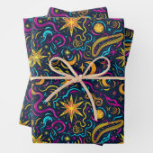 Cool gekacheltes Galaxy-Party Geschenkpapier Set (Beispiel)