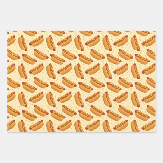 cool gekacheltes Hotdog-Fastfood-Muster Geschenkpapier Set (Vorderseite 3)