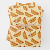 cool gekacheltes Hotdog-Fastfood-Muster Geschenkpapier Set (Beispiel)