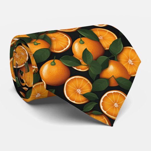 Cool gekacheltes Orangenmuster Krawatte (Gerollt)