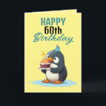 Cool Gelb & Schwarzer Pinguin Husband 60. Geburtst Karte<br><div class="desc">Cool Yellow & Black Pinguin Husband 60. Geburtstag, ein lustiges und cooles Design für jeden, der eine einzigartige Geburtstagskarte für seinen Ehemann zum Geburtstag sucht. Das Design ist auffallend, es verfügt über einen niedlichen Pinguin mit Geburtstagstorte und bearbeitbare Textinformationen. Wenn Sie Probleme mit der Anpassung der Vorlage haben, können Sie...</div>