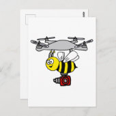 Cool-Gelbe Jacket Bee Drone Cartoon Postkarte (Vorne/Hinten)