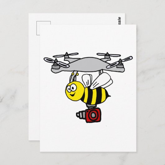 Cool-Gelbe Jacket Bee Drone Cartoon Postkarte (Vorne/Hinten)