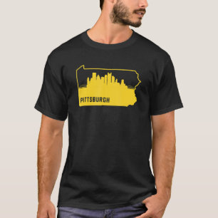 Cool Gelbe Pennsylvania Staat Kontur Pittsburgh T-Shirt
