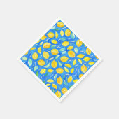 Cool Gelbe Zitrusfrüchte Wasserfarben Zitronenmust Serviette (Ecke)