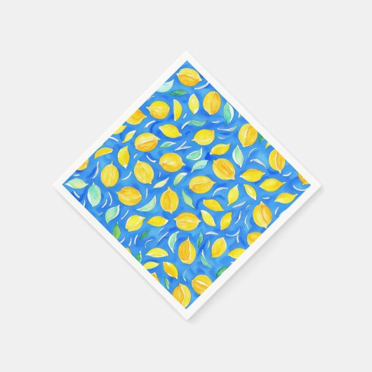 Cool Gelbe Zitrusfrüchte Wasserfarben Zitronenmust Serviette (Ecke)