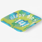 Cool-Gelbtürkis-Grün-Farbspritze Party Pappteller (Gewinkelt)