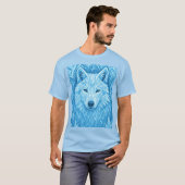 Cool Geometric Blue Wolf Low Poly Graphic All Over T-Shirt (Vorne ganz)