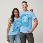Cool Geometric Blue Wolf Low Poly Graphic All Over T-Shirt (Unisex)