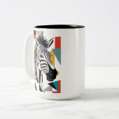 Cool Geometrie Zebra African Wildlife Zweifarbige Tasse (Vorderseite Links)