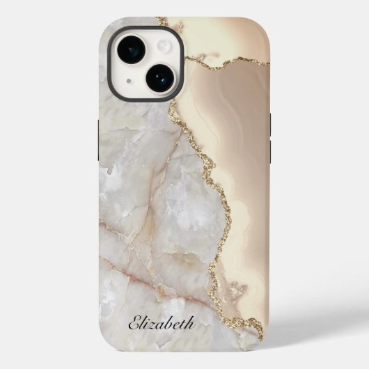 Cool geometrischer Goldcreme-Marmor Case-Mate iPhone Hülle (Rückseite)