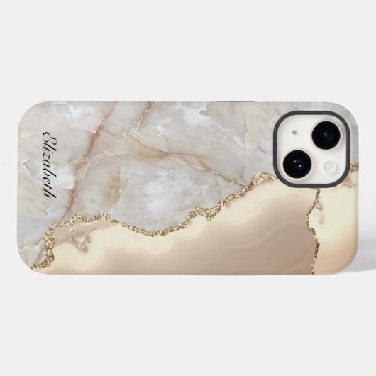 Cool geometrischer Goldcreme-Marmor Case-Mate iPhone Hülle (Rückseite (Horizontal))