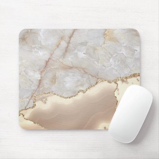 Cool geometrischer Goldcreme-Marmor Mousepad (Mit Mouse)