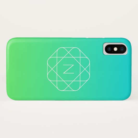 Cool Geometrisches Monogramm | Blue & Lime Green O Case-Mate iPhone Hülle (Rückseite (Horizontal))