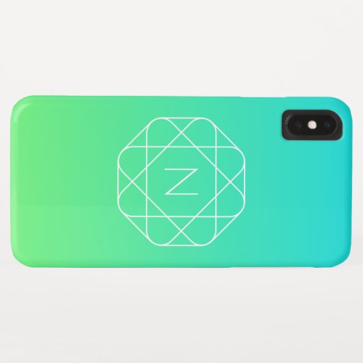 Cool Geometrisches Monogramm | Blue & Lime Green O Case-Mate iPhone Hülle (Rückseite (Horizontal))