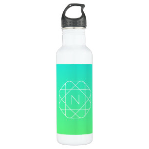 Cool Geometrisches Monogramm Blue & Lime Green O Edelstahlflasche