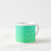 Cool Geometrisches Monogramm | Blue & Lime Green O Espressotasse (Vorderseite Rechts)
