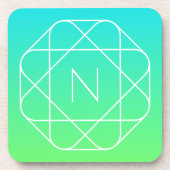 Cool Geometrisches Monogramm | Blue & Lime Green O Getränkeuntersetzer (Vorderseite)