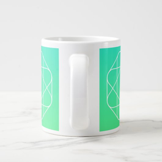 Cool Geometrisches Monogramm | Blue & Lime Green O Jumbo-Tasse (Rückseite)