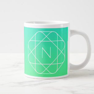 Cool Geometrisches Monogramm Blue & Lime Green O Jumbo-Tasse